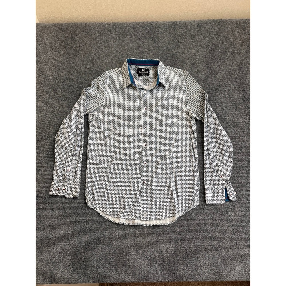 Buttercloth Mens Geometric Starburst Regular Fit Button Down Shirt Size L